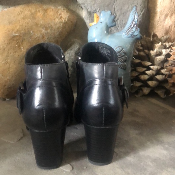 BORN❤️Leather Ankle BOOTS 2.5”Block Heels BLACK - Picture 5 of 8
